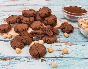 Homemade chocolate hazelnut cookies