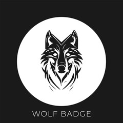 wolf head badge vector illustration. wolf logo illustration