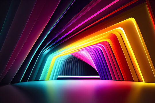 abstract background of lines with neon lights