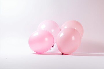 Pink balloons and space for text against light background. For greeting cards or background.