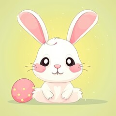 Fototapeta premium Adorable Easter Bunny cartoon on a colour pastel background. Generative AI