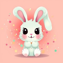 Adorable Easter Bunny cartoon on a colour pastel background. Generative AI