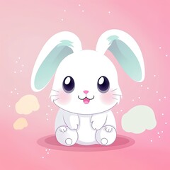 Adorable Easter Bunny cartoon on a colour pastel background. Generative AI