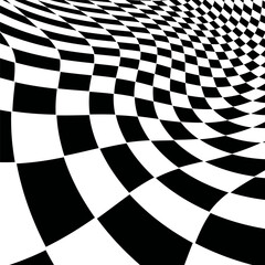 Pattern of black and white rhombuses. Diagonal checkered background. Optical illusion background.