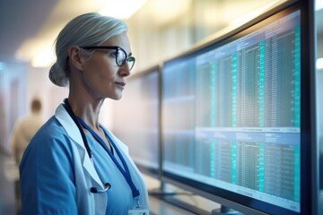 Doctor looking at results on a computer screen - Generative AI