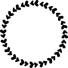 Round frames for decoration. Line heart illustration. Transparent background