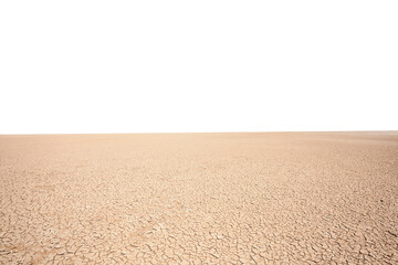 Fototapeta na wymiar Dry desert lake bed with cut out background. 