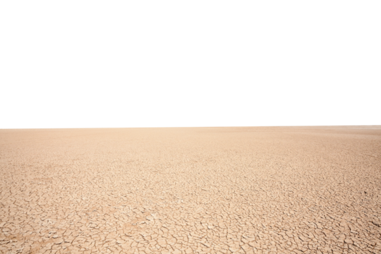 Dry desert lake bed with cut out background.  