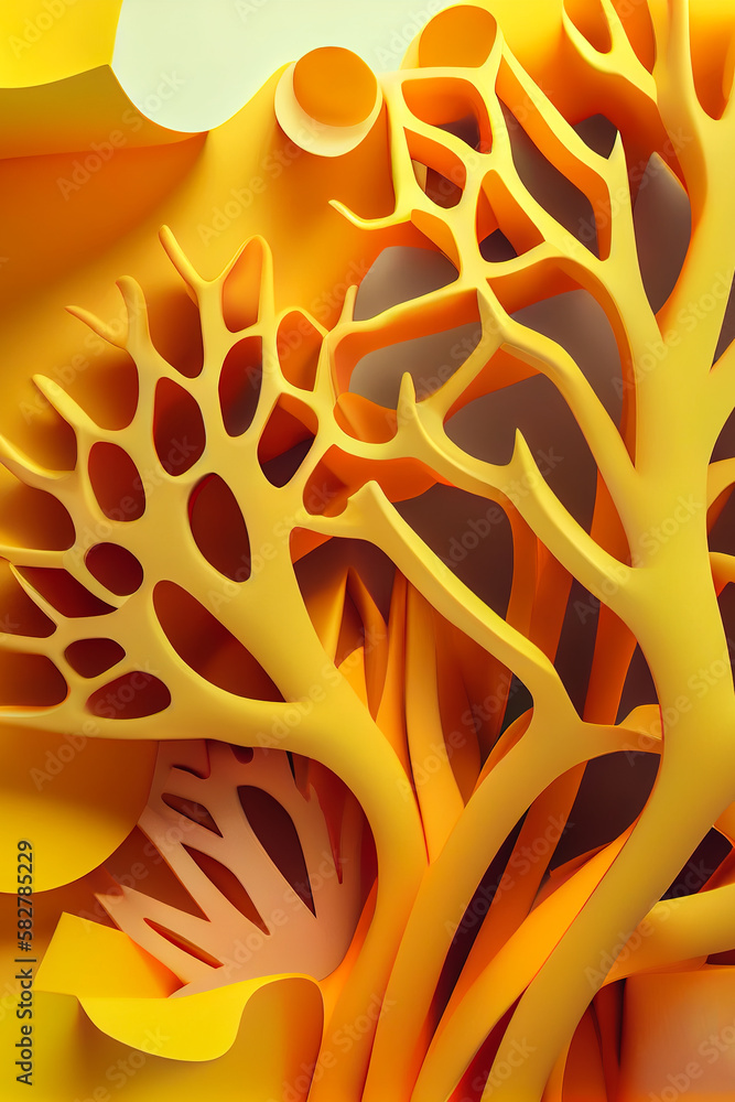 Poster abstract background of shapes with yellow colors. generative ia.