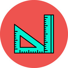 Set Square Multicolor Circle Filled Line Icon