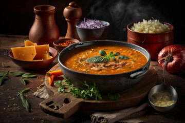 Vegetarian vegan Lentil Soup, Mouth Watering Photography
