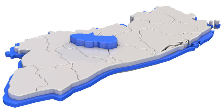 Map of El Salvador region of Cuscatlan on blue