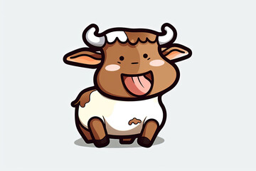 cute brown cow vector illustration