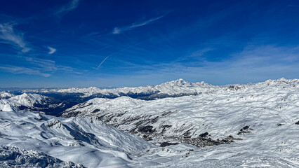 french alps in les 3 valley montain close to meribel and courchevel mont blanc