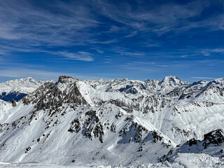 french alps in les 3 valley montain close to meribel and courchevel mont blanc