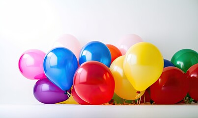 Colorful Birthday Balloons in yellow, blue, red, orange, purple, pink. Contemporary Wallpaper