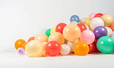 Obraz premium Colorful Birthday Balloons in yellow, blue, red, orange, purple, pink. Contemporary Wallpaper