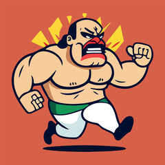 Strong cartoon Mexican wrestler Vector illustration