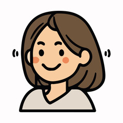 Positive face woman upper body vector illustration