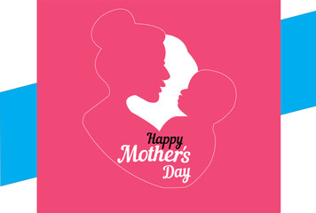 Free vector happy mothers day mom and child love greeting design