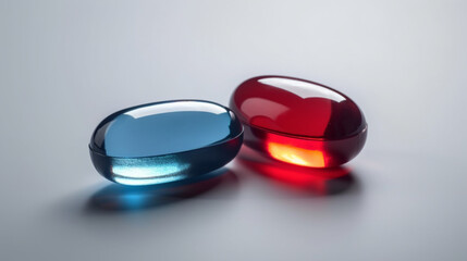 Modern and Minimal: Red and Blue Pills Close-up , generated by IA 