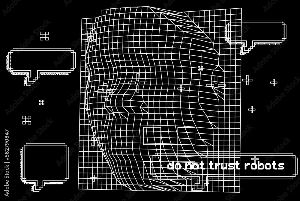 Poster 3d human head made of a polygonal mesh. concept of a facial recognition systems and biometrics.