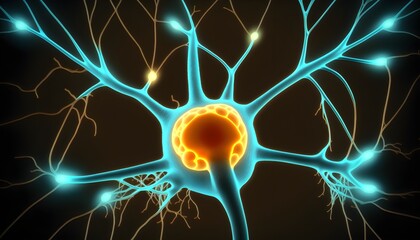 Brain cells and neurons digital render
