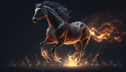 Obraz na płótnie Canvas devil horse in hell. Created with Generative AI.