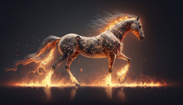 devil horse in hell. Created with Generative AI.