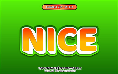 3d nice text effect green and orange template design