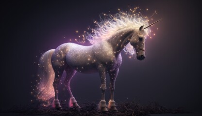 Obraz na płótnie Canvas Unicorn with magic background. Created with Generative AI. 