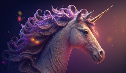 Unicorn with magic background. Created with Generative AI.	
