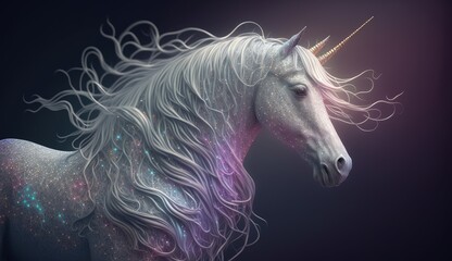 Naklejka na ściany i meble Unicorn with magic background. Created with Generative AI. 