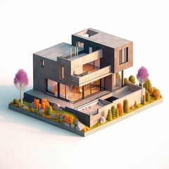 Isometric design of modern luxury house