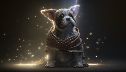 Portrait of a cute Jedi dog. Created with Generative AI. - obrazy, fototapety, plakaty