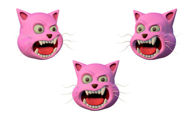 emoticon head pink cat  angry.