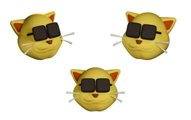 emoticon head yellow cat cool and smart.