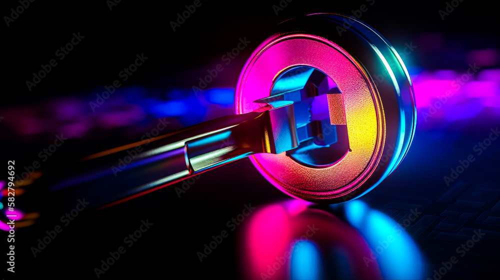 Aufkleber an image of key that is glowing in the dark. generative ai.