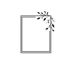 Square floral frame vector black and white color