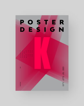 Abstract Posters Design. Vertical A4 format. Modern placard. Strict and discreet brochure. Red letter, 3D type composition.