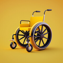 Fototapeta na wymiar Wheelchair on a yellow background. Generative AI.