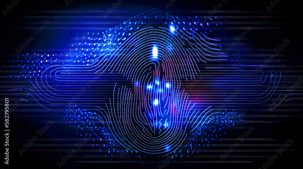 Aufkleber an abstract image of fingerprint on black background. generative ai.