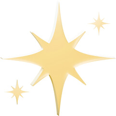 3D Sparkles Stars isolated. Set of twinkling stars.