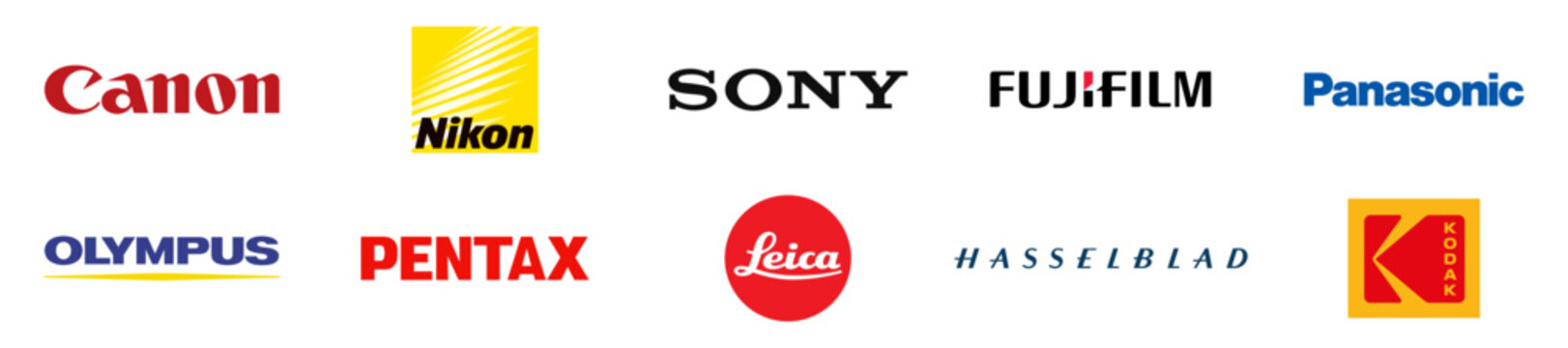 10 Best Camera Brands Today. Set of logos. Canon, Nikon, Sony, Fujifilm, Panasonic, etc. VINNITSA, UKRAINE - DECEMBER 17, 2022