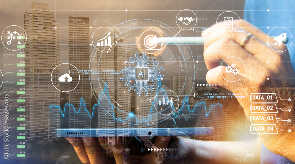 Aufkleber the concept of using ai or artificial intelligence to assist in the administration successful busine