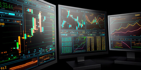 Forex market charts on computer display