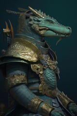 Fototapeta premium Crocodile Expert Samurai Warrior Champion Pose Generative AI