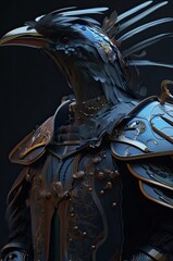 Crow Ancient Samurai Warrior Soldier Standing Up Generative AI