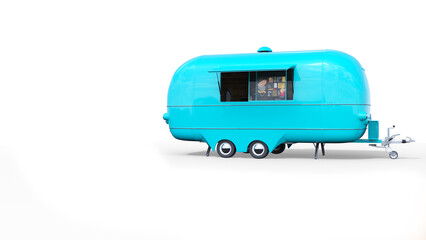 5 Cyan food truck on a transparent background