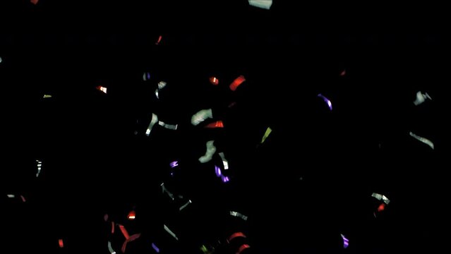 Studio Close Shot of Real MetalStudio close shot of real metallic multi-colored confetti tinsel. Isolated party popper lametta with premultiplied alpha clic Multi-Colored Confetti Tinsel Alpha Channel